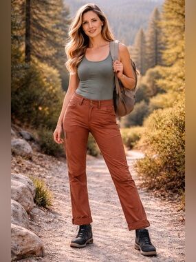 PrAna Halle Pants Women's Size 10 Stretch Nylon Bootcut Roll Up Leg Hiking Cargo